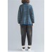 Aesthetic spring blue striped knit tops plus size clothing high neck clothes For Women