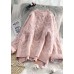 Aesthetic pink crane tops low high design casual spring knit tops