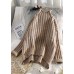 Vintage beige knitted pullover low high design plus size clothing half high neck knit sweat tops