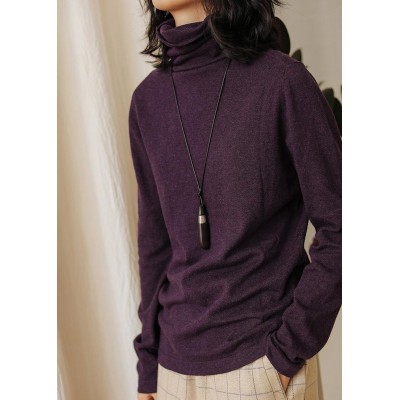 Women purple clothes For Women high neck trendy plus size knit sweat tops