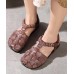 Fitted Flat Sandals Brown Cowhide Leather